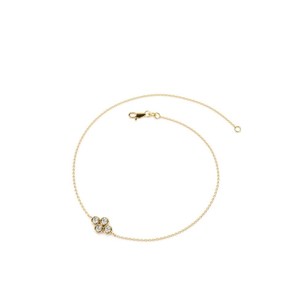 Dainty Quad Diamond Bracelet in 14K Gold — view 2