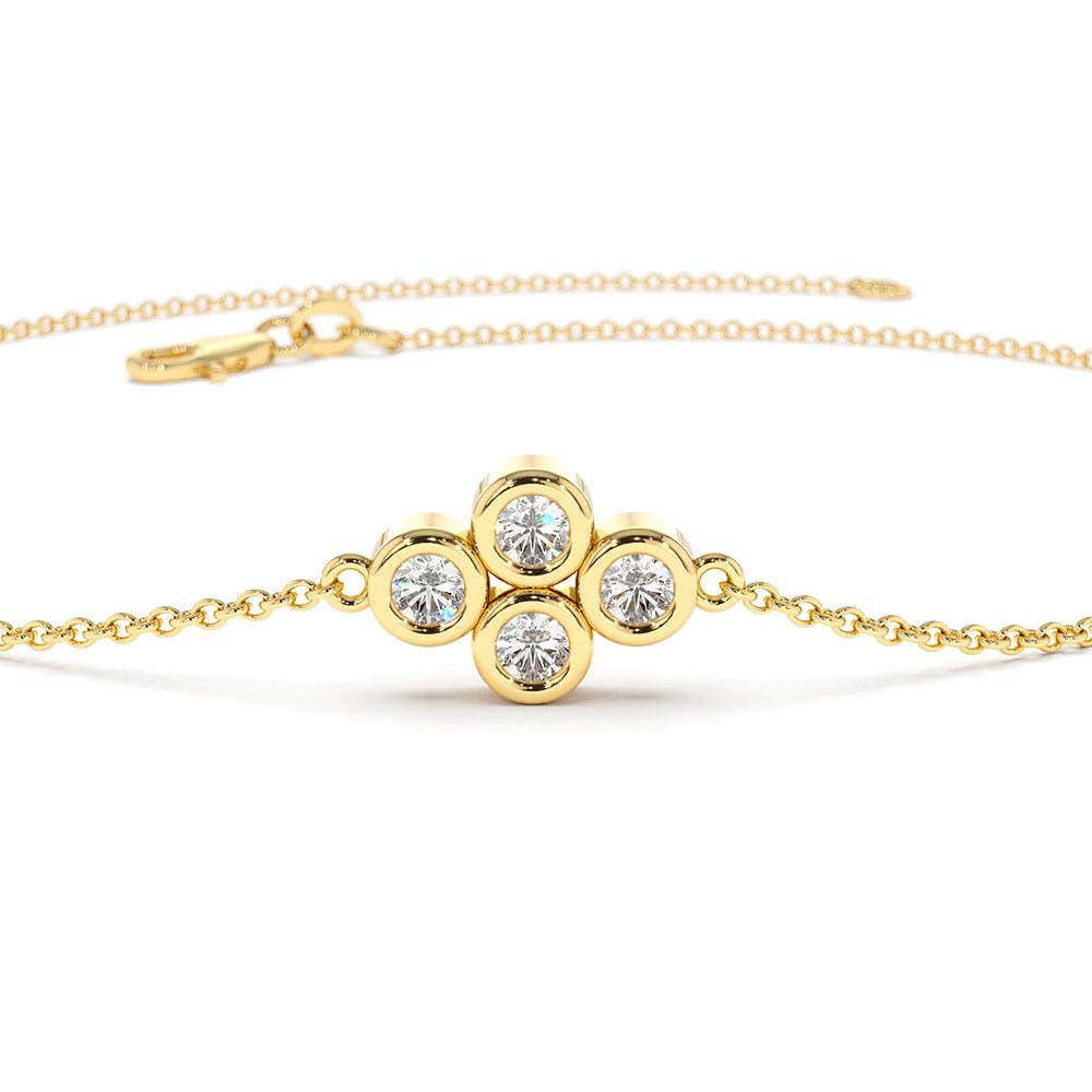 Dainty Quad Diamond Bracelet in 14K Gold — view 3