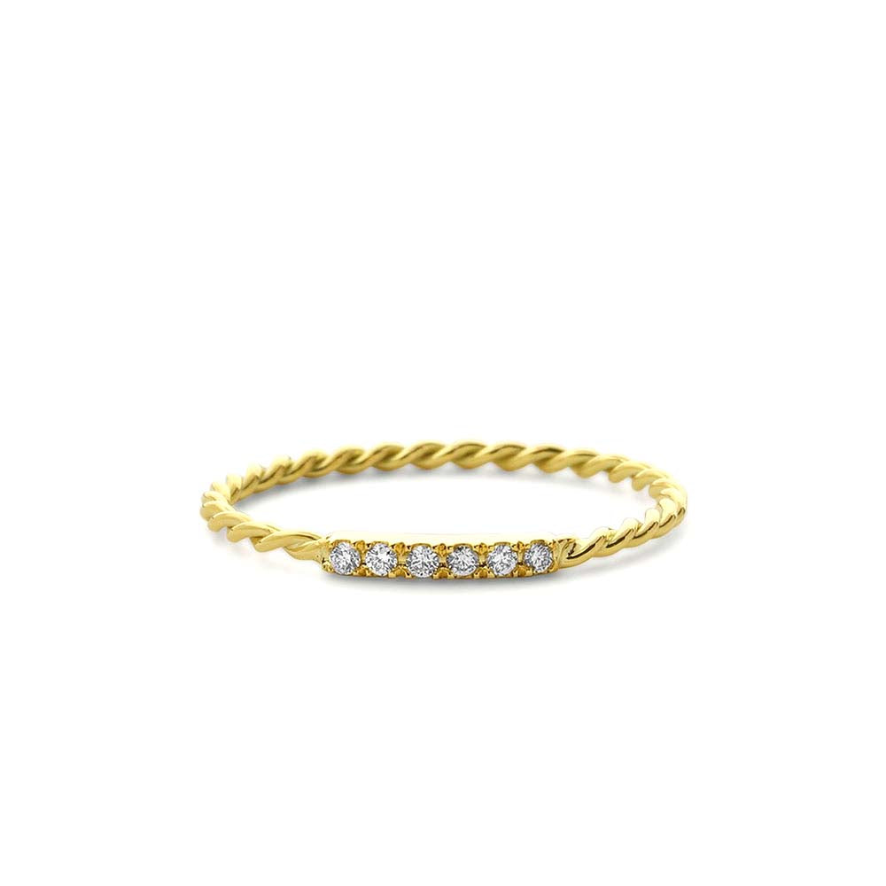 Twisted Diamond Wedding Band in 14K Gold — view 1