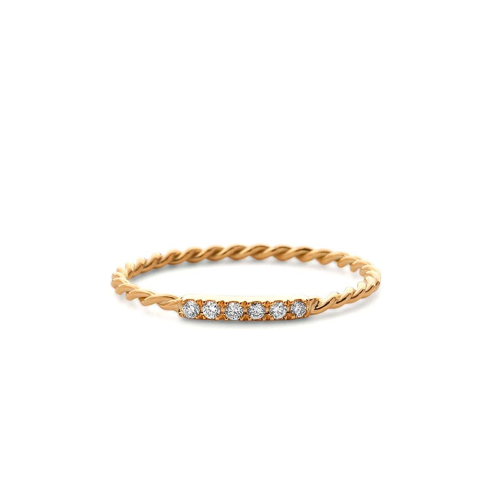 Twisted Diamond Wedding Band in 14K Gold — view 4