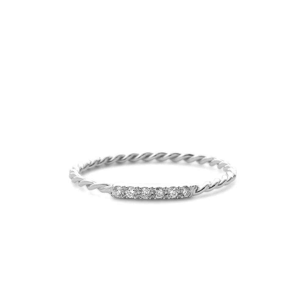 Twisted Diamond Wedding Band in 14K Gold — view 3