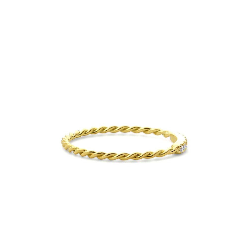 Twisted Diamond Wedding Band in 14K Gold — view 2