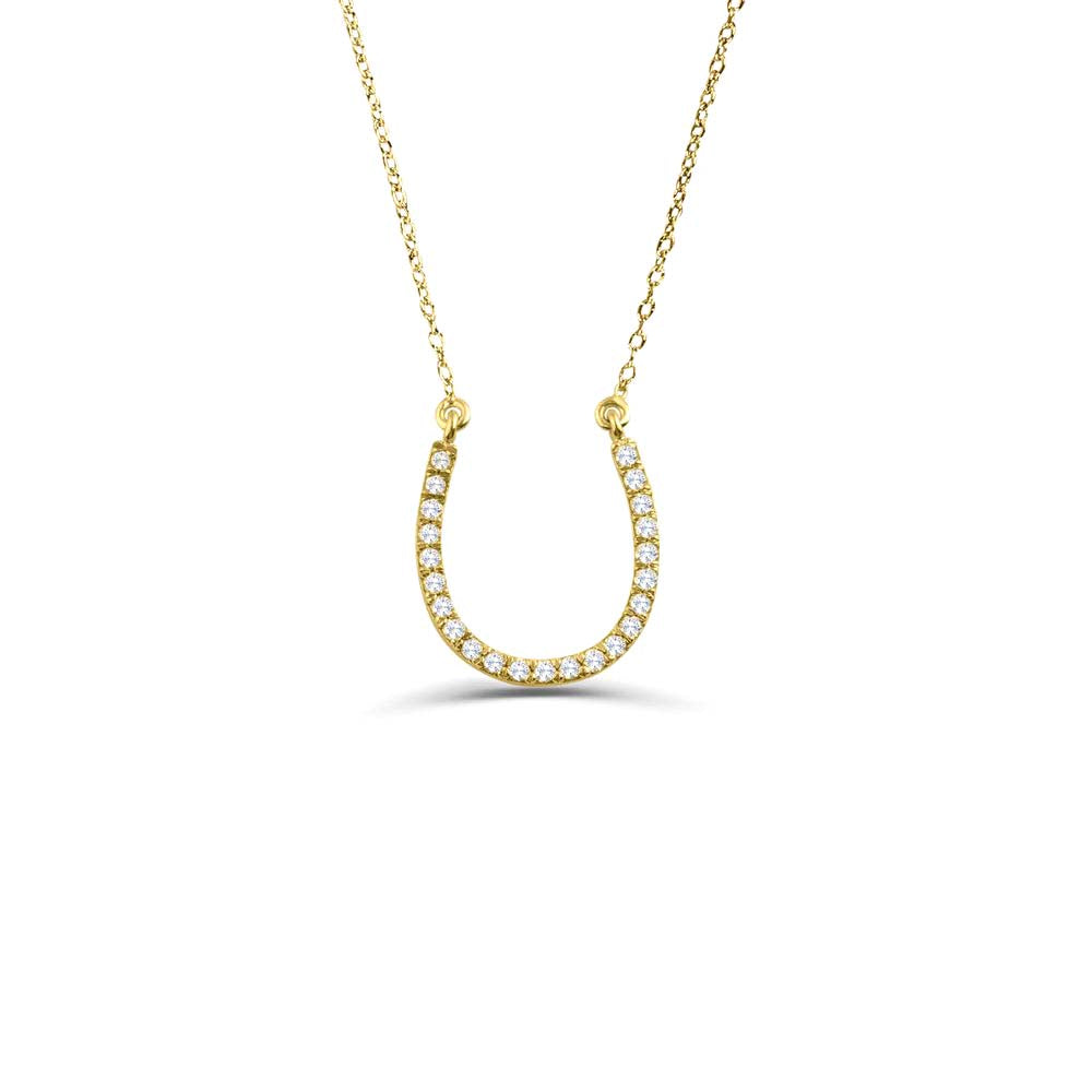 Diamond Large Horseshoe Necklace in 14K Gold — view 1