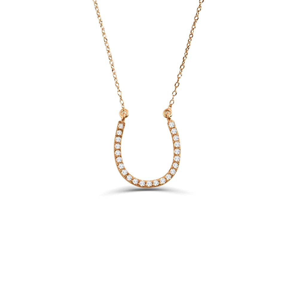 Diamond Large Horseshoe Necklace in 14K Gold — view 3