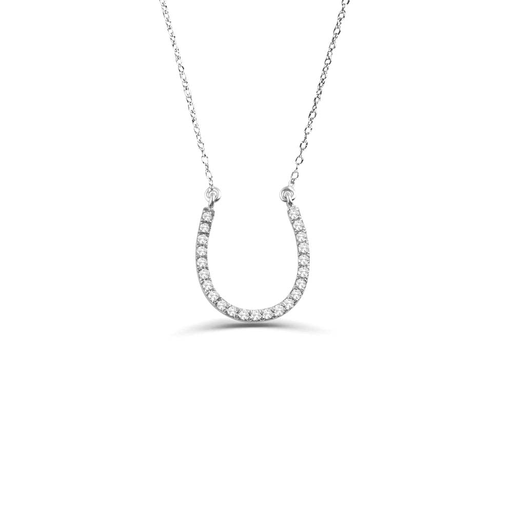 Diamond Large Horseshoe Necklace in 14K Gold — view 2