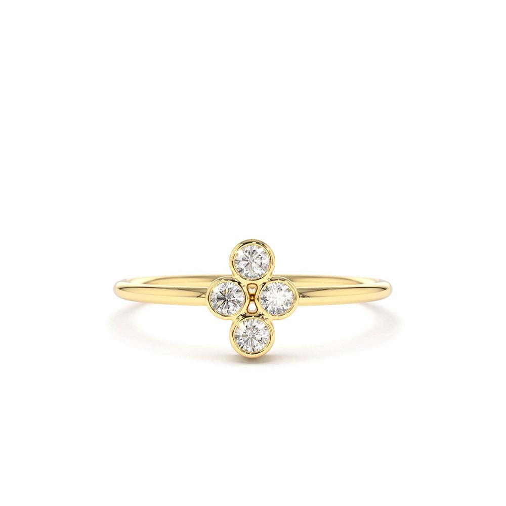 Bezel Setting Quad Diamond Ring in 14K Gold — view 1