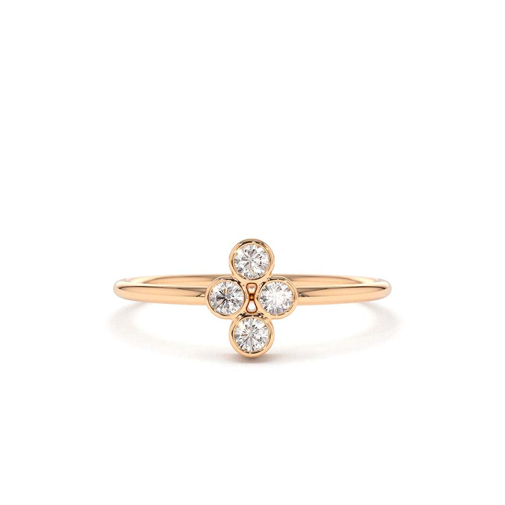 Bezel Setting Quad Diamond Ring in 14K Gold — view 4