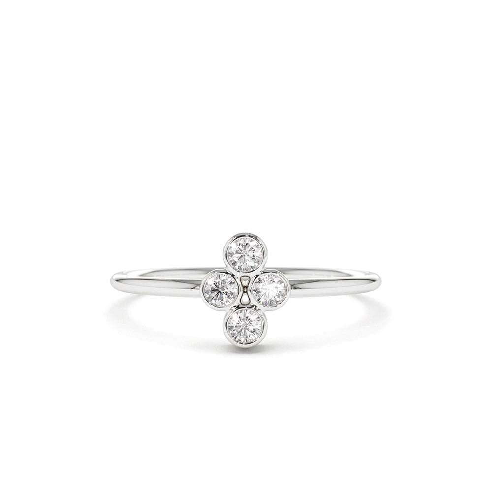 Bezel Setting Quad Diamond Ring in 14K Gold — view 3