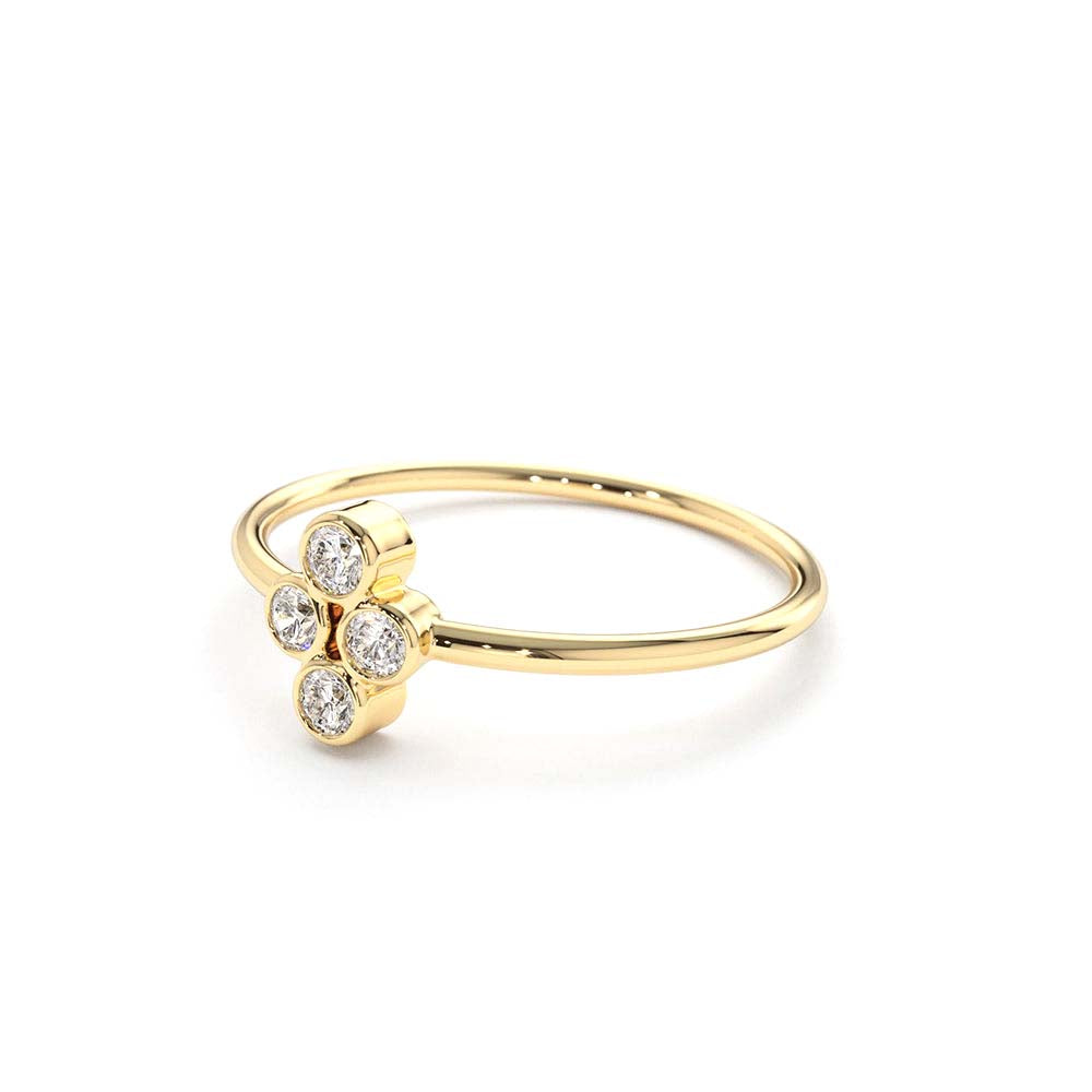 Bezel Setting Quad Diamond Ring in 14K Gold — view 2