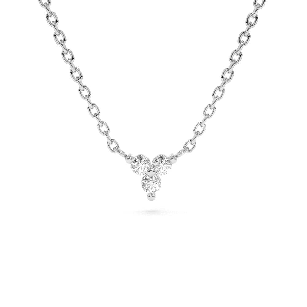 Round Cut Diamond Trio Necklace in 14K Gold — view 3