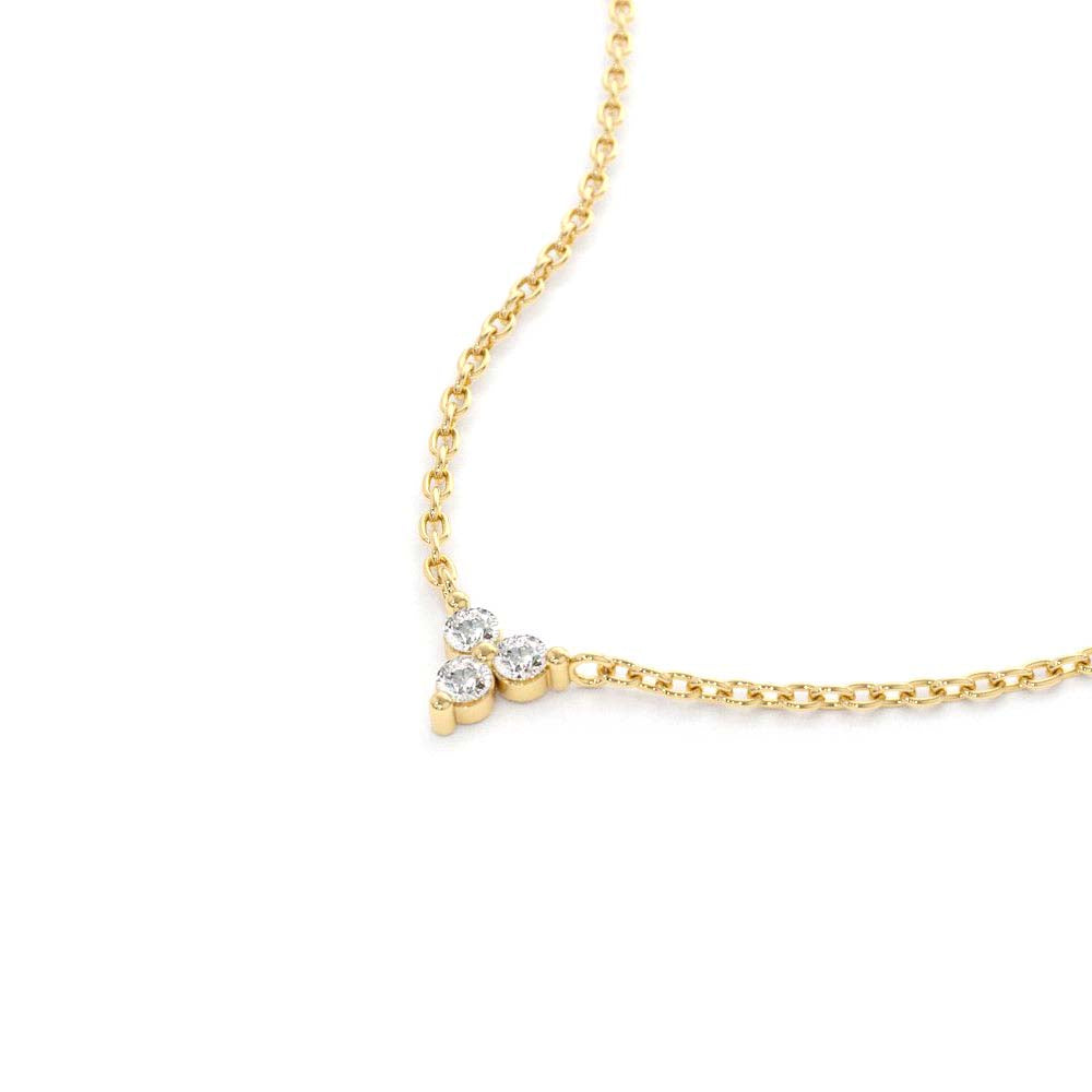 Round Cut Diamond Trio Necklace in 14K Gold — view 2