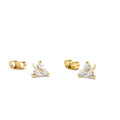 Prong Setting Diamond Trio Tiny Stud Earrings in 14K Gold — view 1