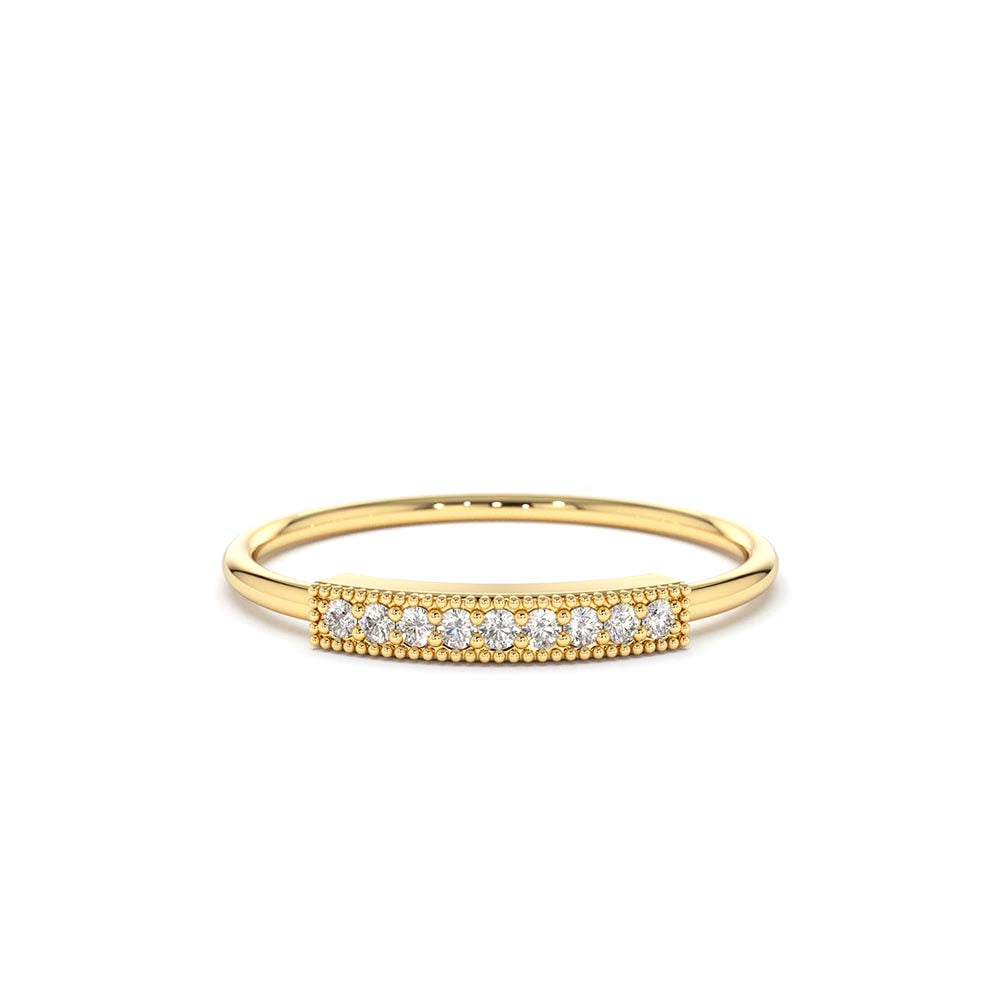 Single Row Pave Diamond Ring in 14K Gold — view 1