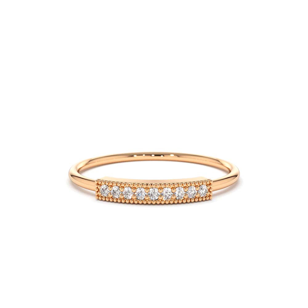 Single Row Pave Diamond Ring in 14K Gold — view 4