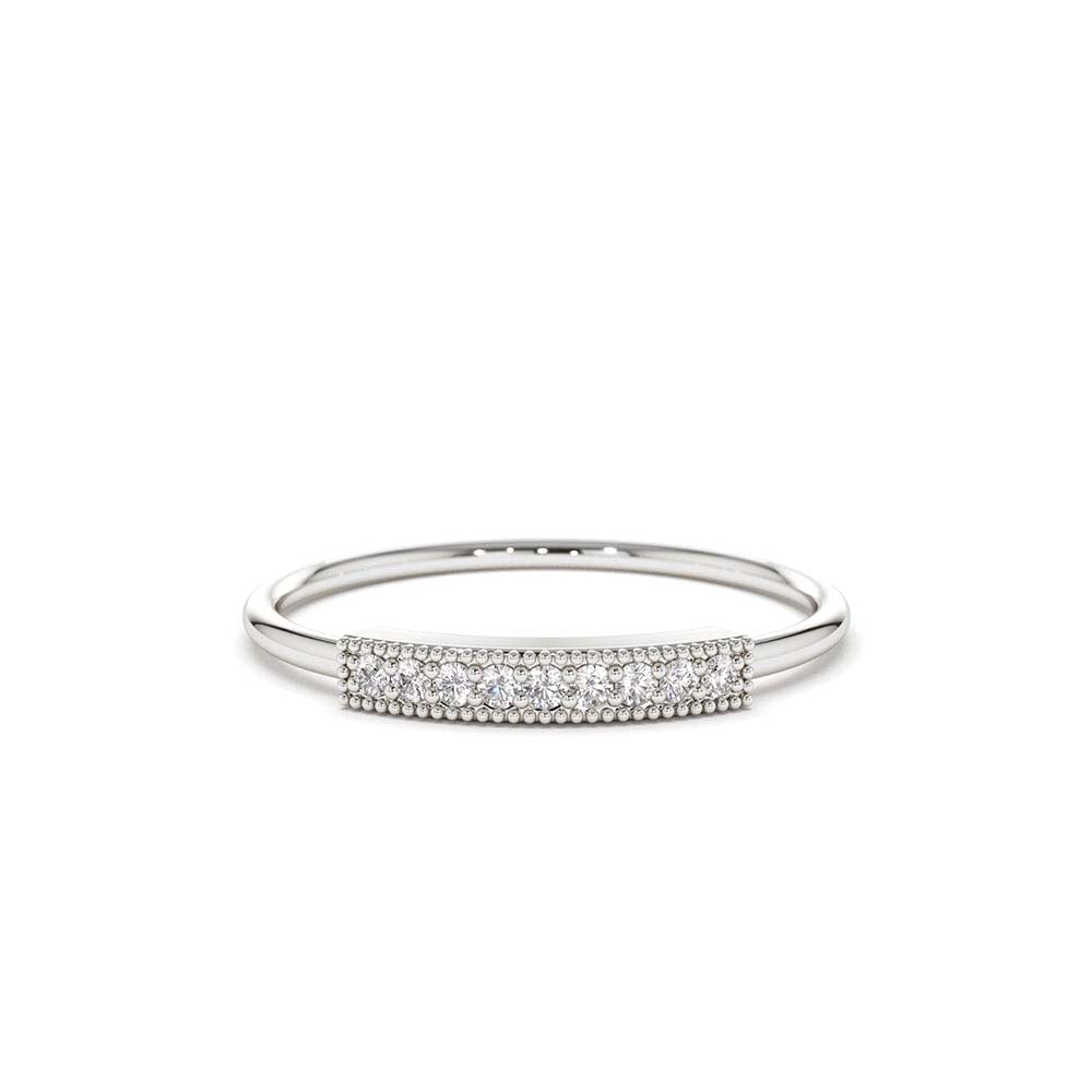Single Row Pave Diamond Ring in 14K Gold — view 3
