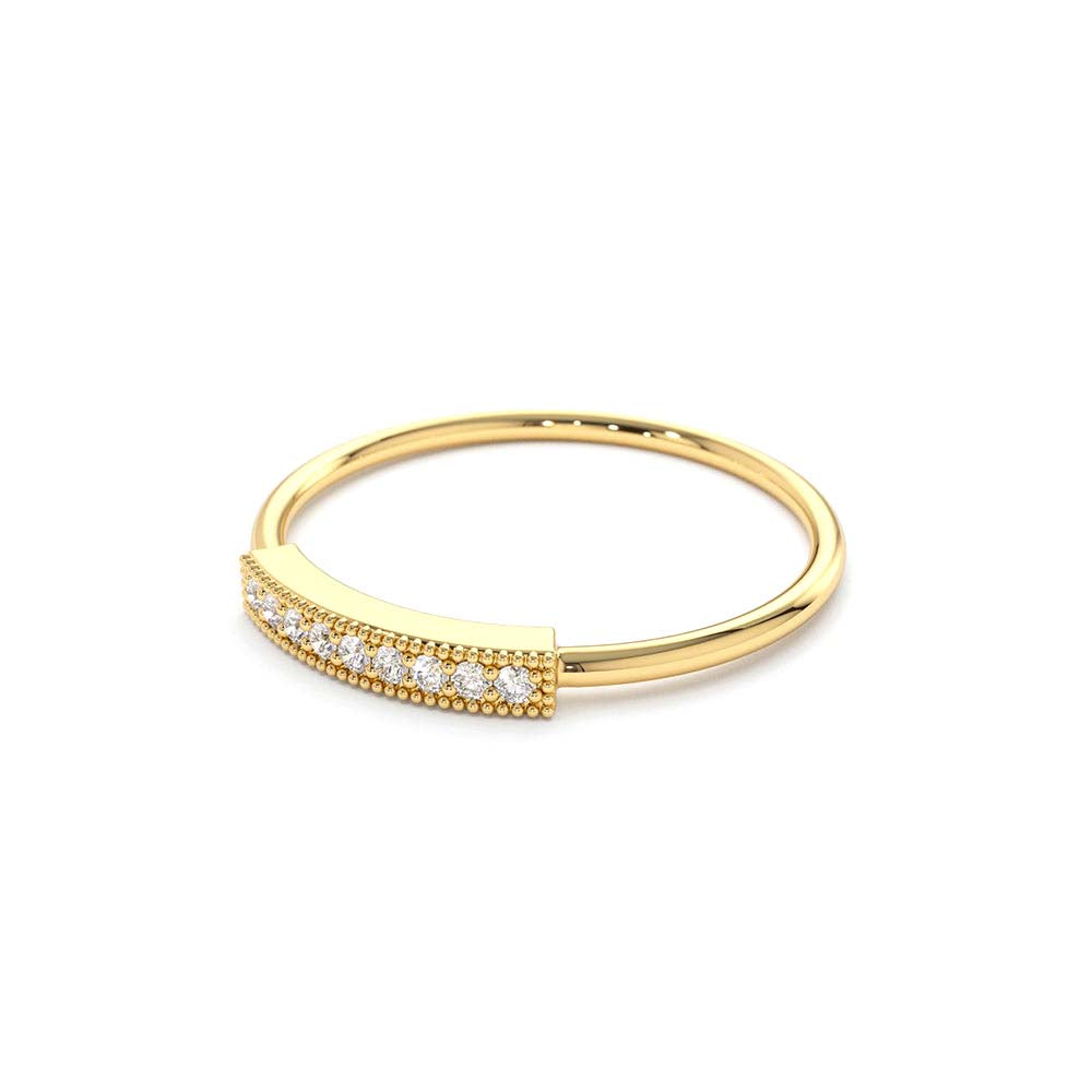 Single Row Pave Diamond Ring in 14K Gold — view 2