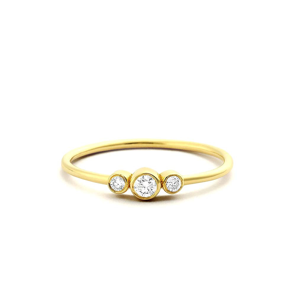 Three Stone Diamond Ring in 14K Gold — view 1