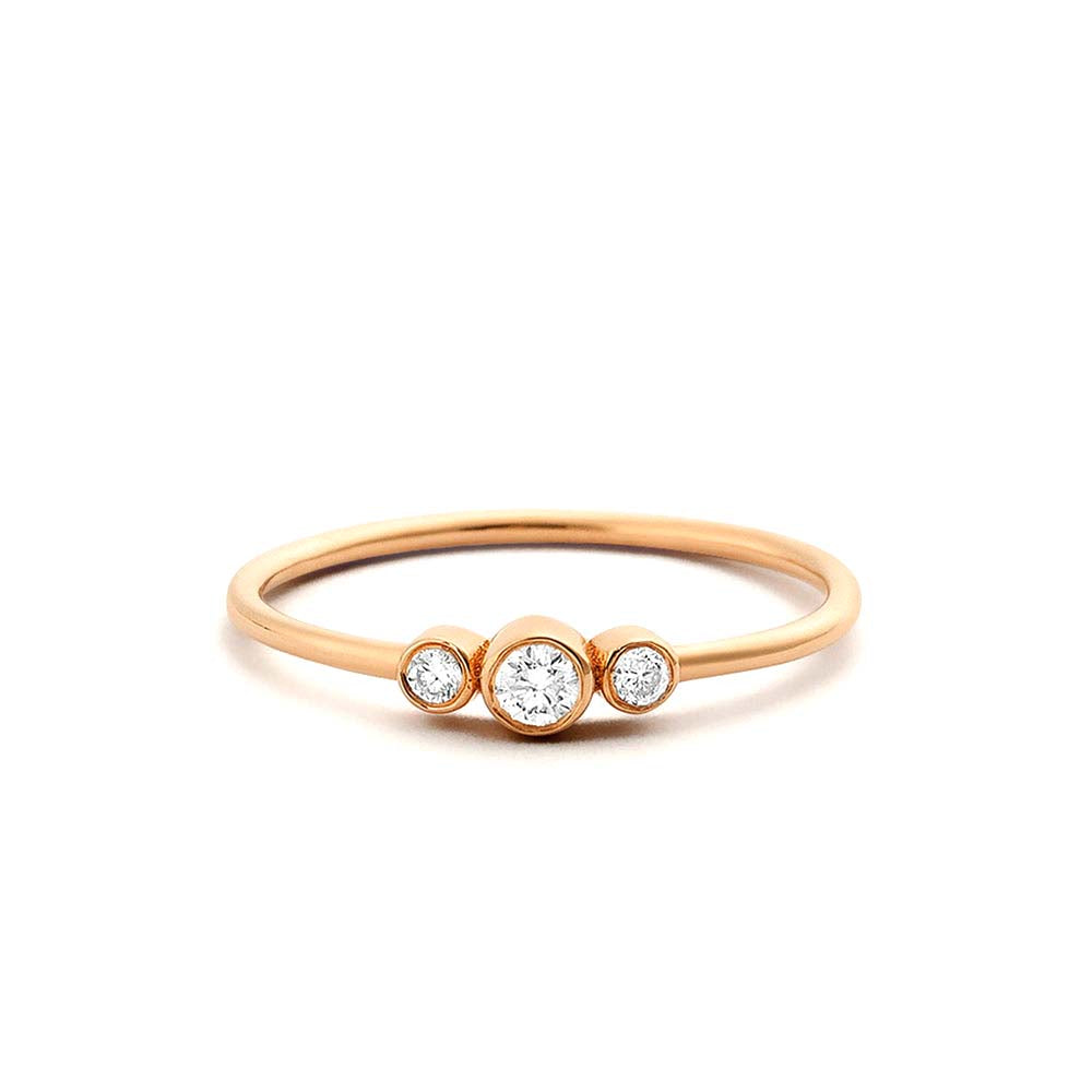 Three Stone Diamond Ring in 14K Gold — view 3