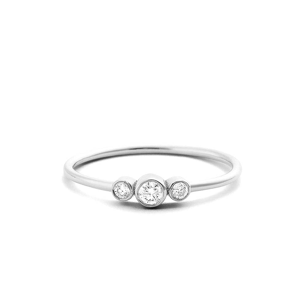 Three Stone Diamond Ring in 14K Gold — view 2