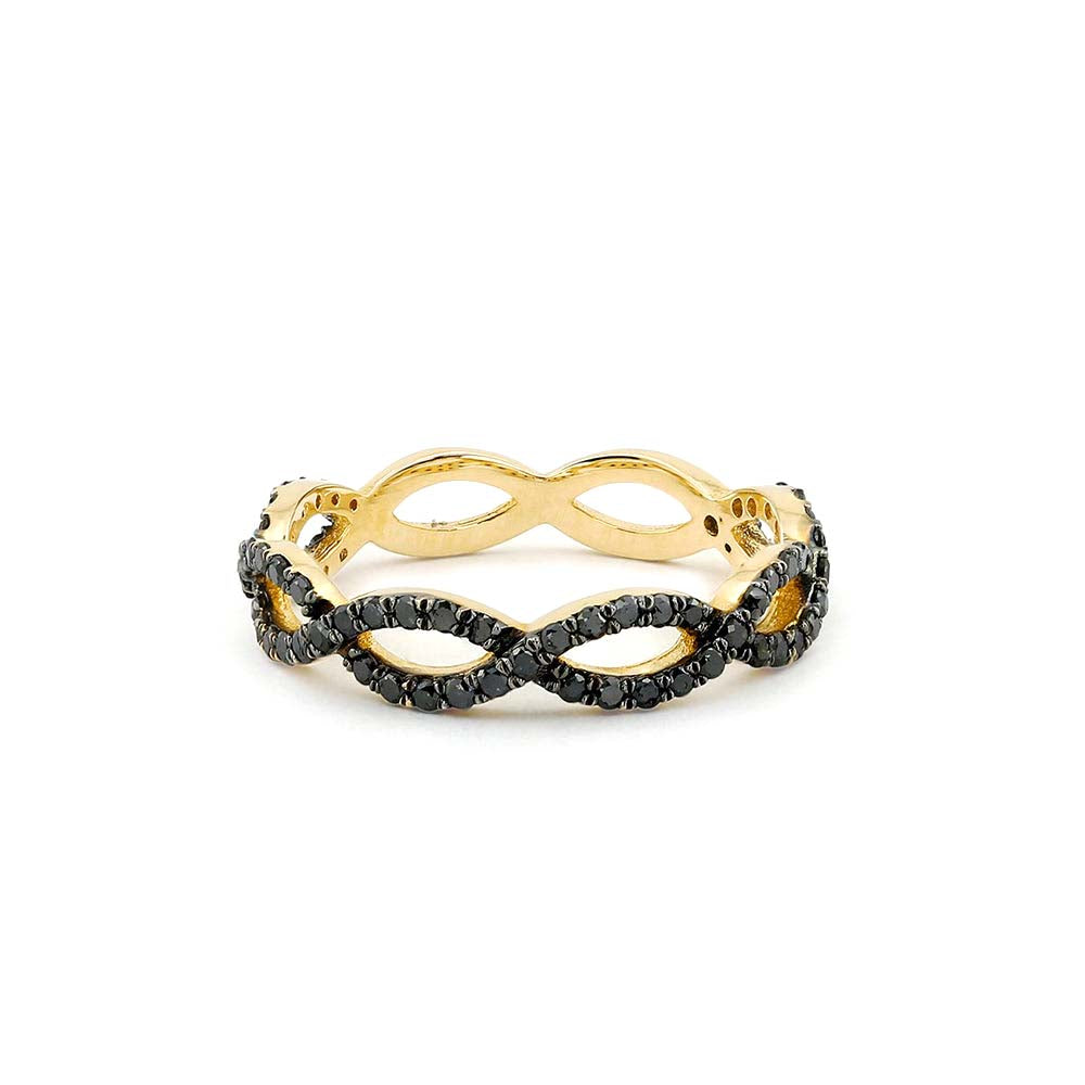 Black Diamond Micro Pave Ring in 14K Gold — view 1