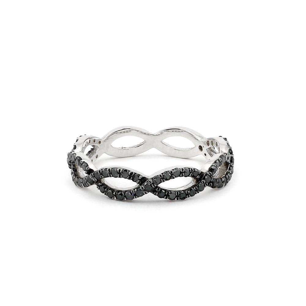 Black Diamond Micro Pave Ring in 14K Gold — view 2