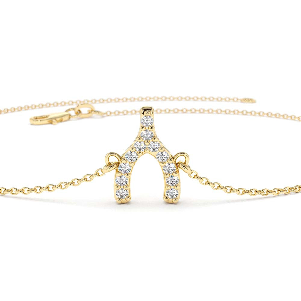 Diamond Wishbone Charm Bracelet in 14K Gold — view 3