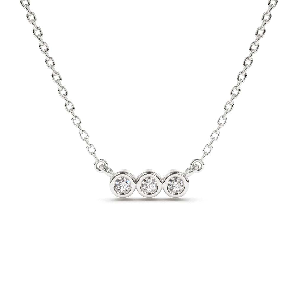 Bezel Set Diamond Necklace in 14K Gold — view 3