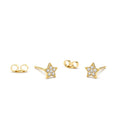 Tiny Diamond Star Studs in 14K Gold — view 1