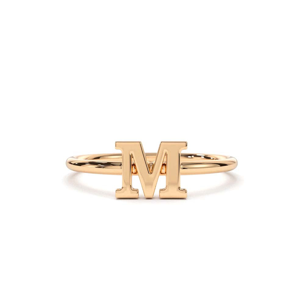 Initial Letter Ring in 14K Gold — view 4