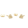 Dainty Round Cut Diamond Trio Stud Earring in 14K Gold — view 1