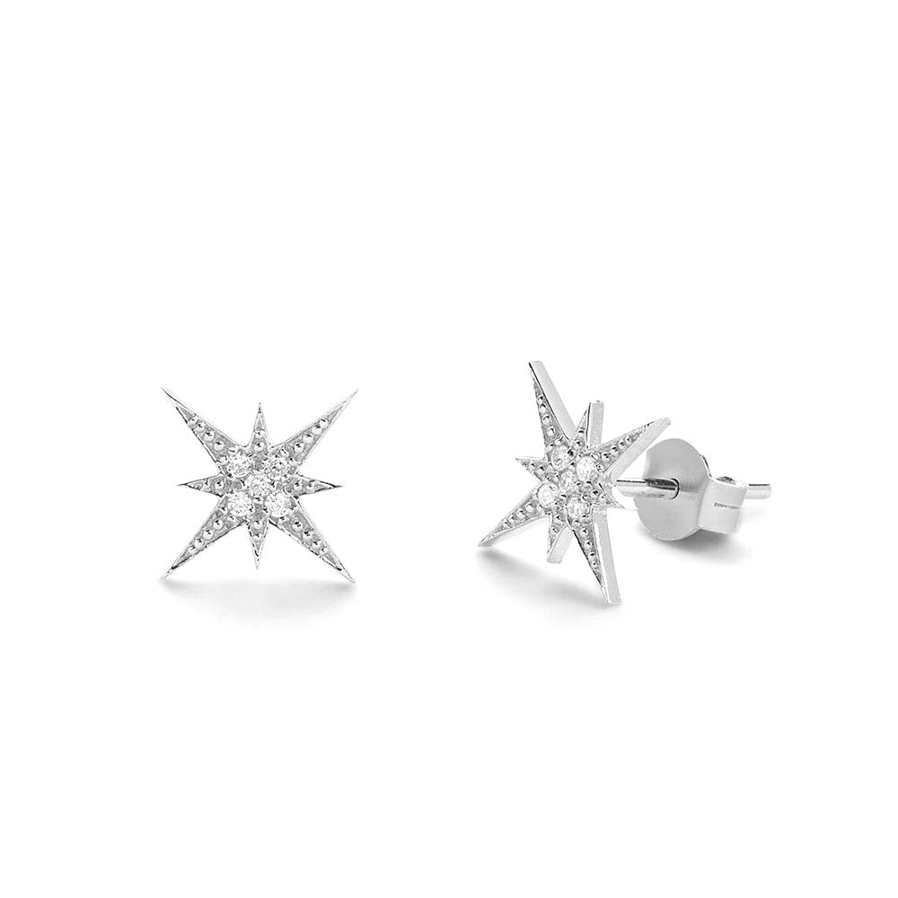 Starburst Diamond Earrings in 14K Gold — view 2