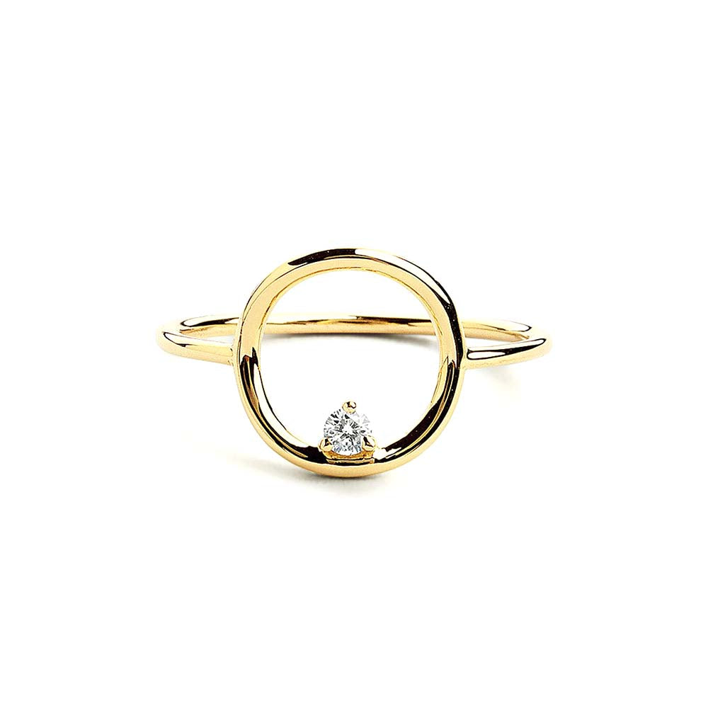 Circle Diamond Ring in 14K Gold — view 1
