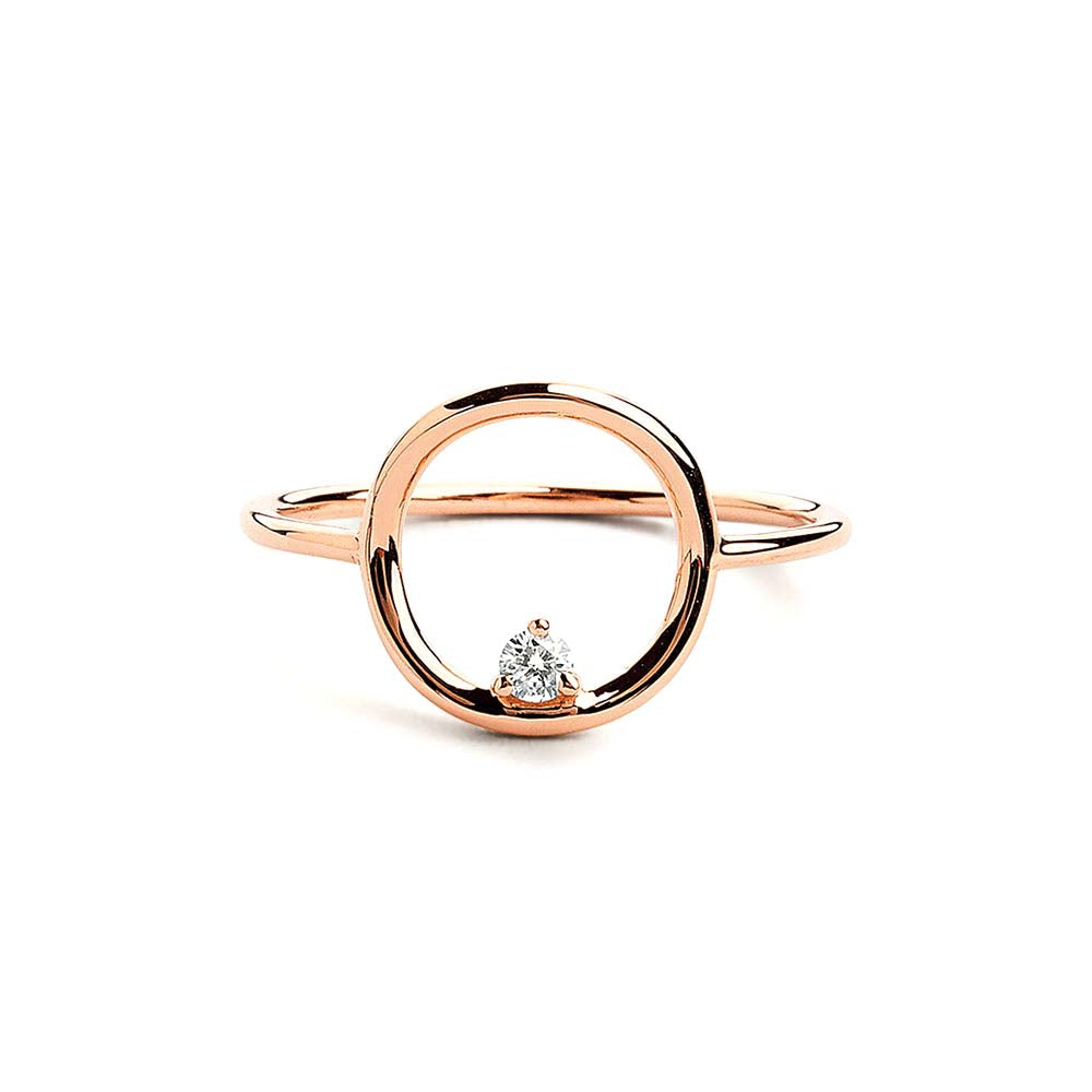 Circle Diamond Ring in 14K Gold — view 4