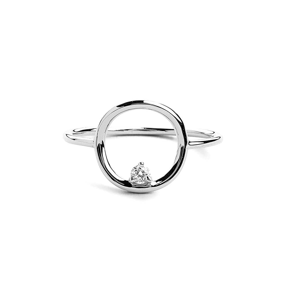 Circle Diamond Ring in 14K Gold — view 3