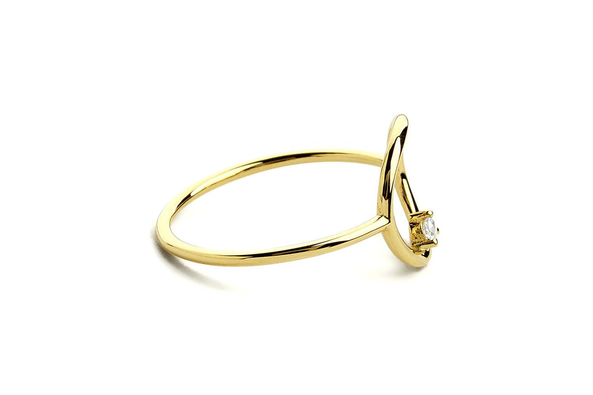 Circle Diamond Ring in 14K Gold — view 2
