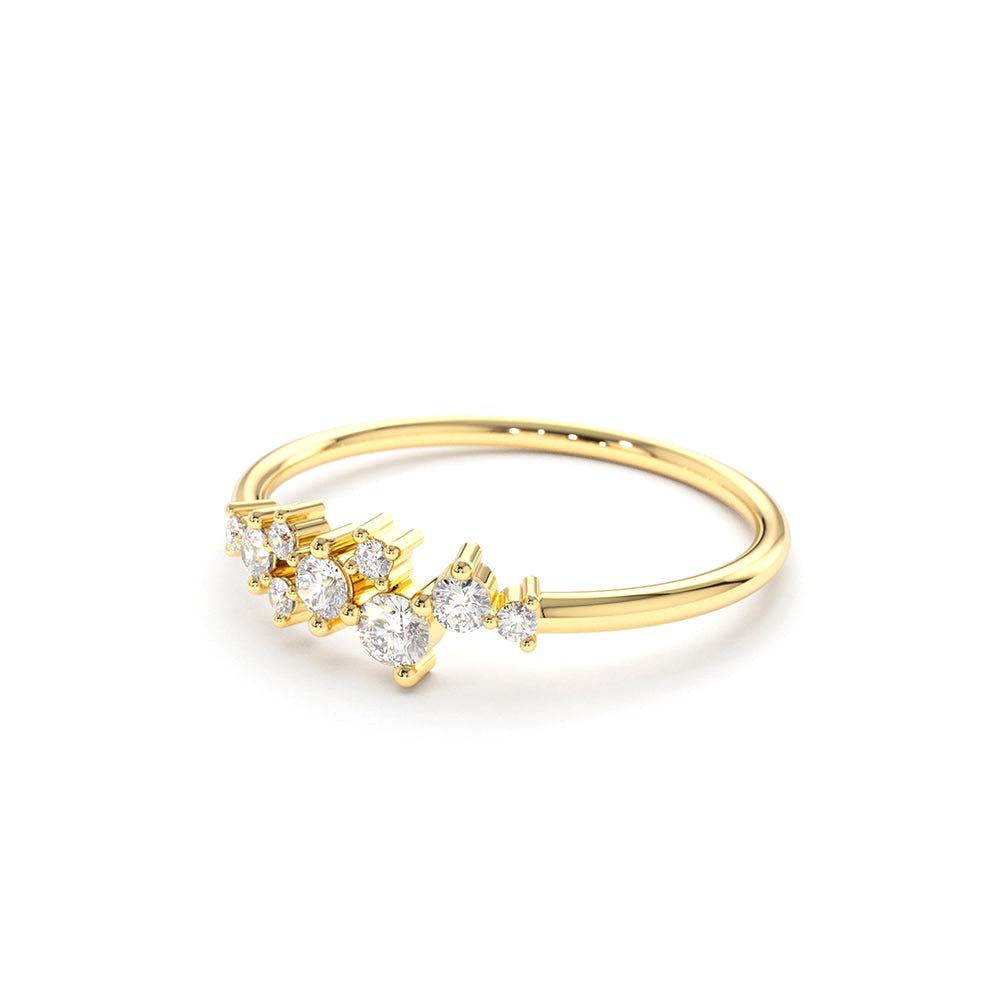 Diamond Cluster Ring in 14K Gold — view 2