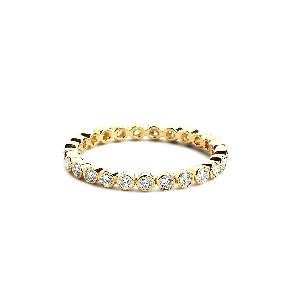 Bezel Setting Round Brilliant Cut Diamond Eternity Ring in 14K Gold — view 1