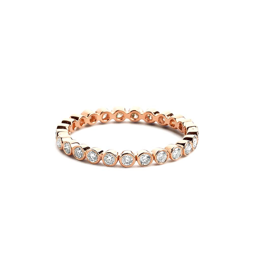 Bezel Setting Round Brilliant Cut Diamond Eternity Ring in 14K Gold — view 3