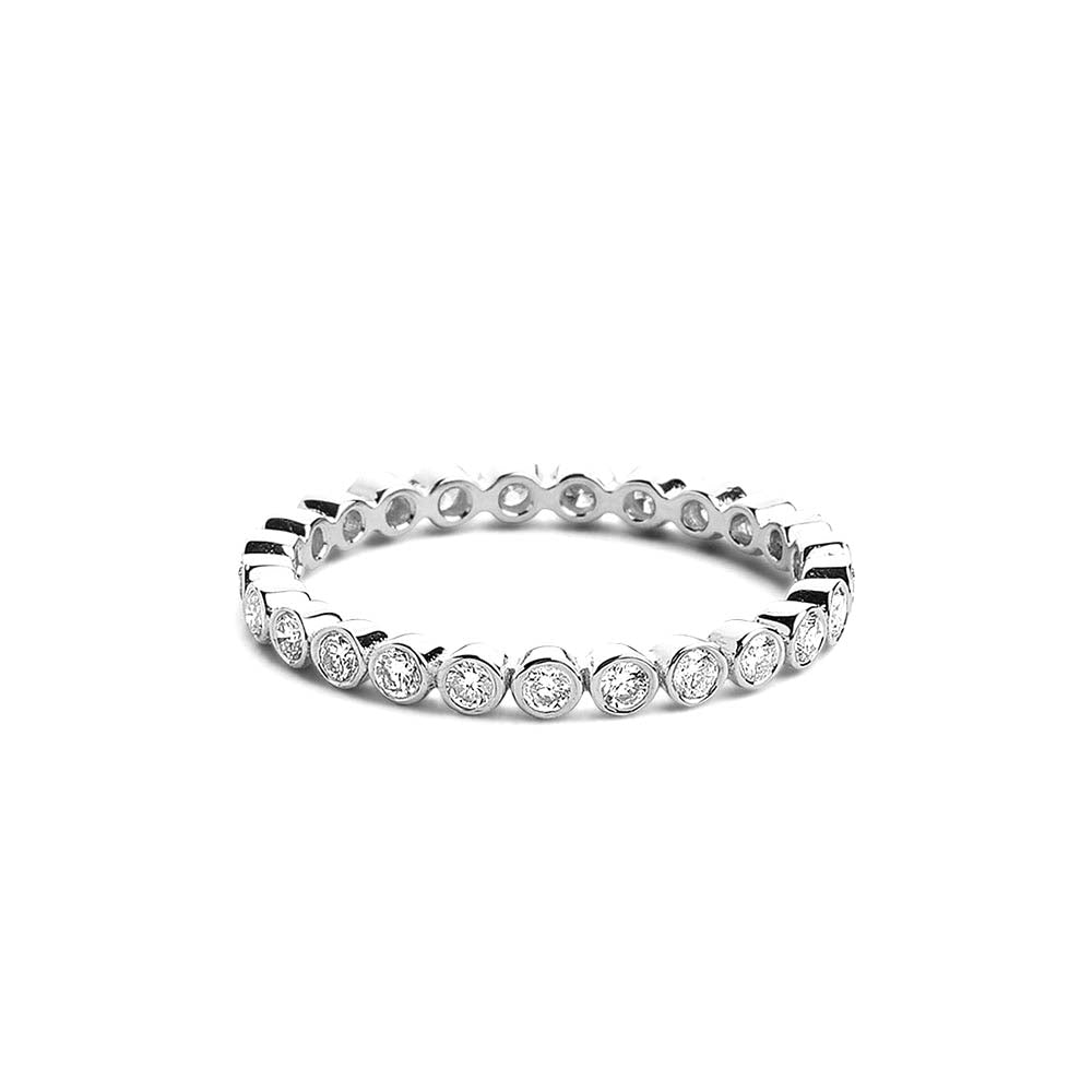 Bezel Setting Round Brilliant Cut Diamond Eternity Ring in 14K Gold — view 2