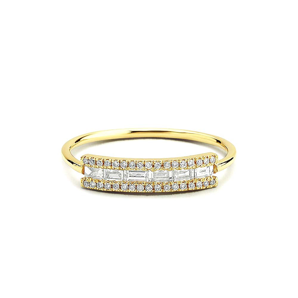 Horizontal Baguette Diamond Ring in 14K Gold — view 1