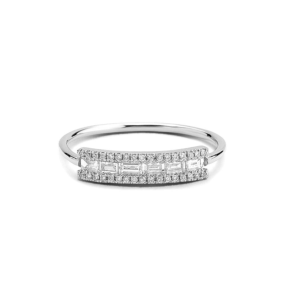 Horizontal Baguette Diamond Ring in 14K Gold — view 3