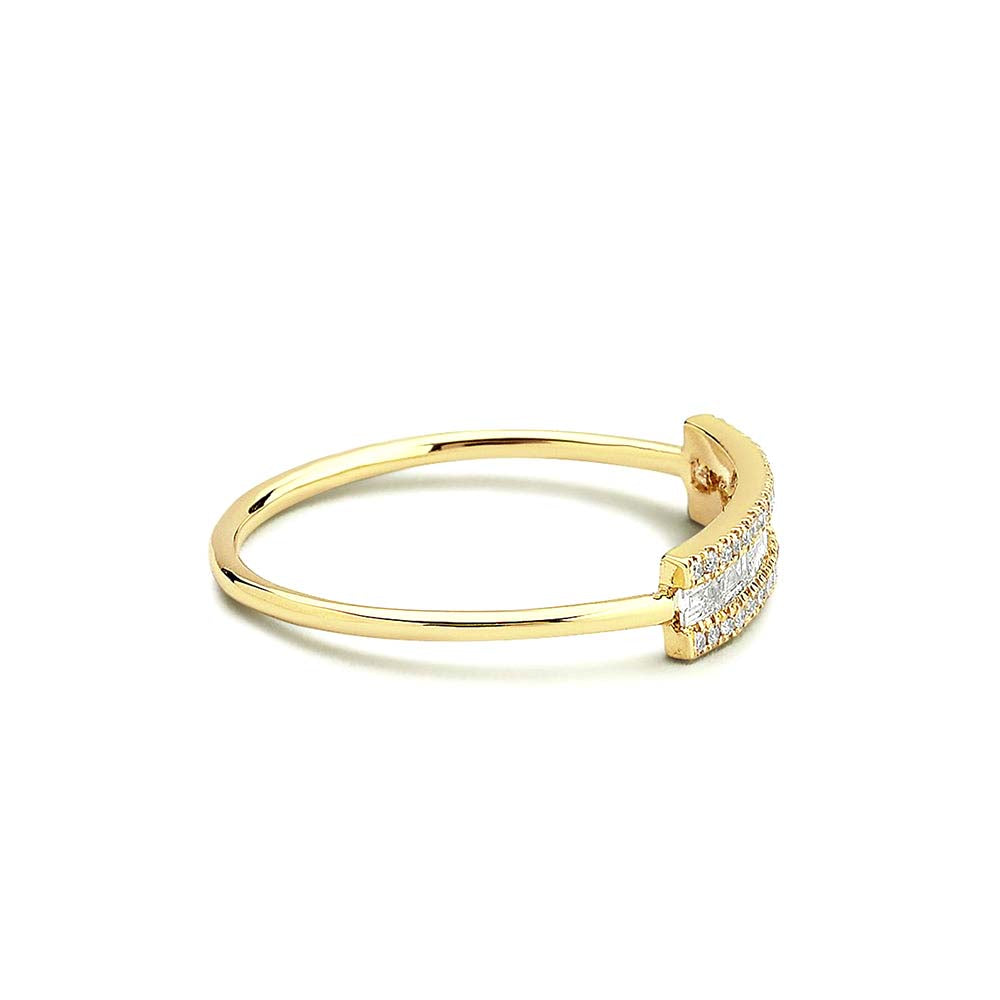 Horizontal Baguette Diamond Ring in 14K Gold — view 2