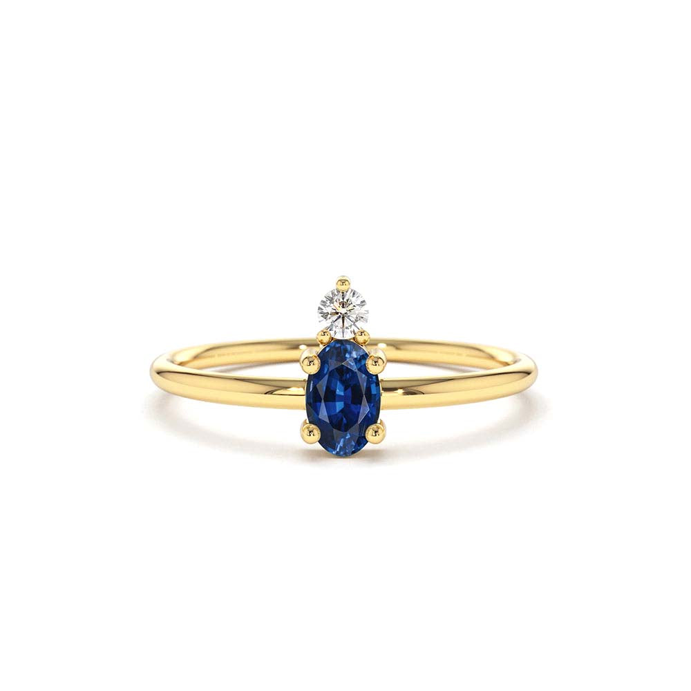 Oval Sapphire and Diamond Ring in 14K Gold — view 1