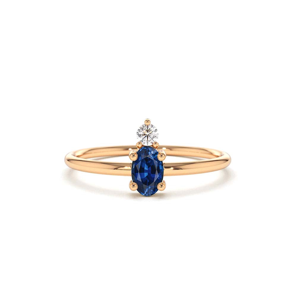 Oval Sapphire and Diamond Ring in 14K Gold — view 4
