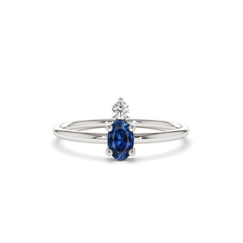 Oval Sapphire and Diamond Ring in 14K Gold — view 3