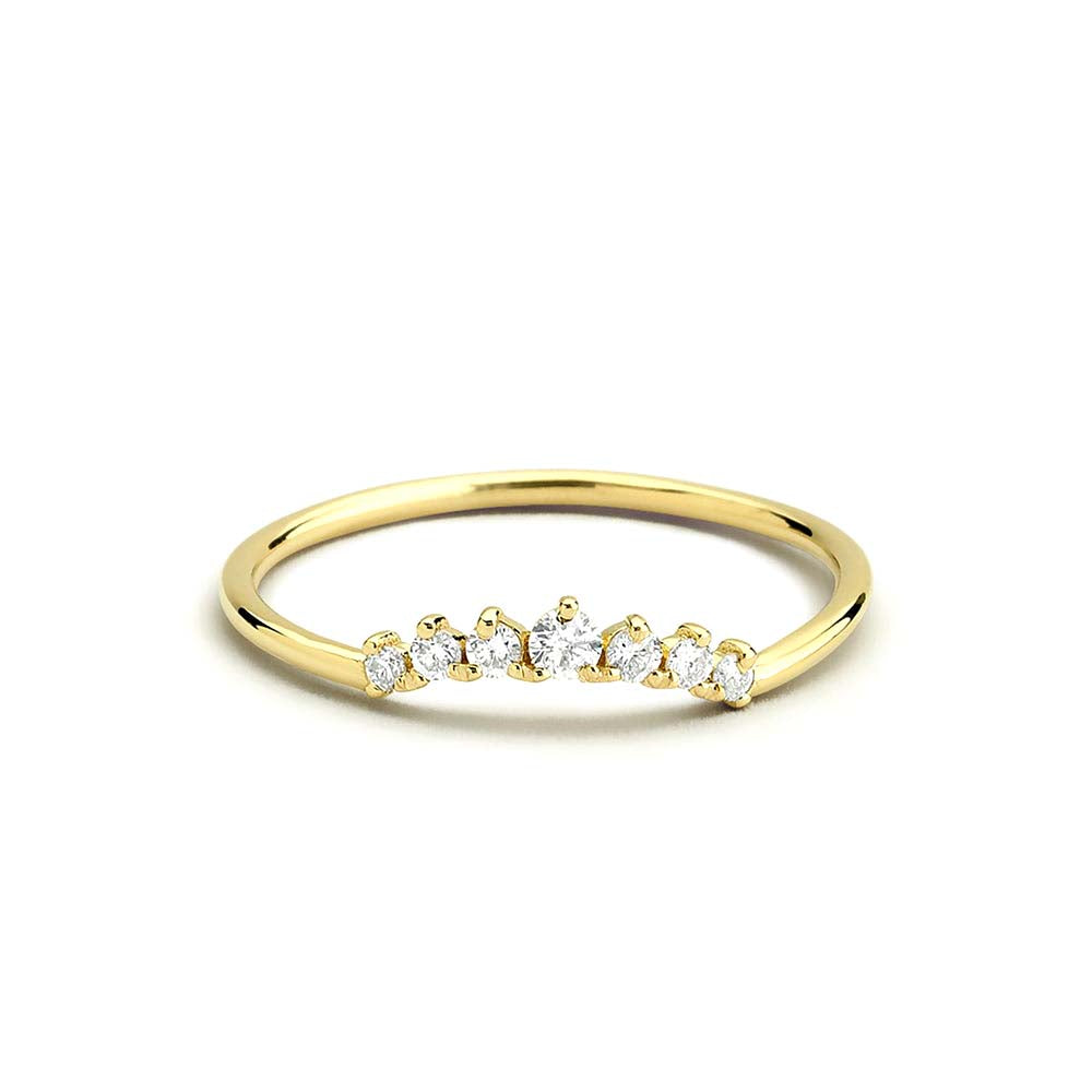 Curved Diamond Ring in 14K Gold — view 1
