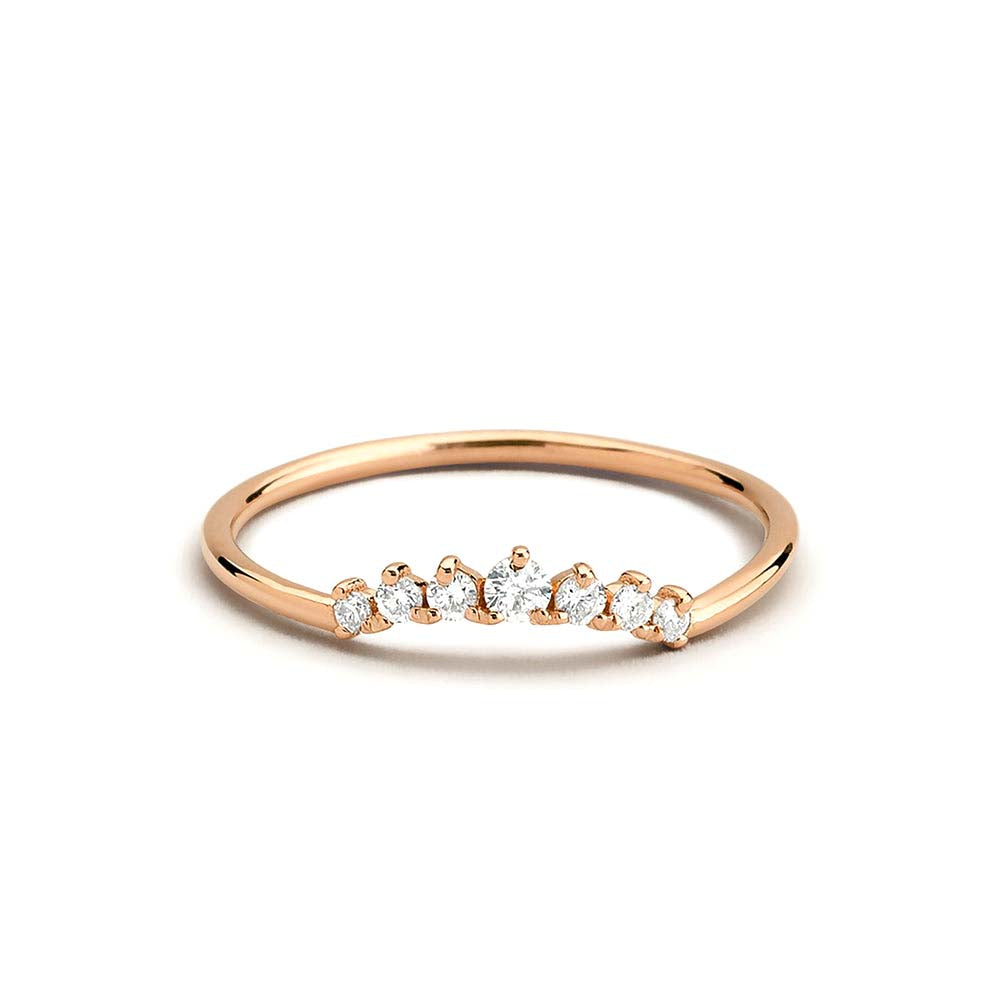 Curved Diamond Ring in 14K Gold — view 4