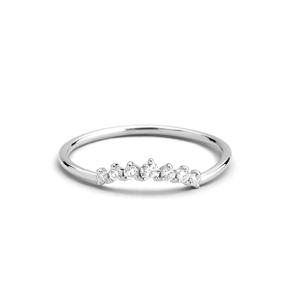 Curved Diamond Ring in 14K Gold — view 3