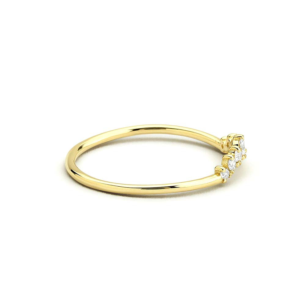 Curved Diamond Ring in 14K Gold — view 2