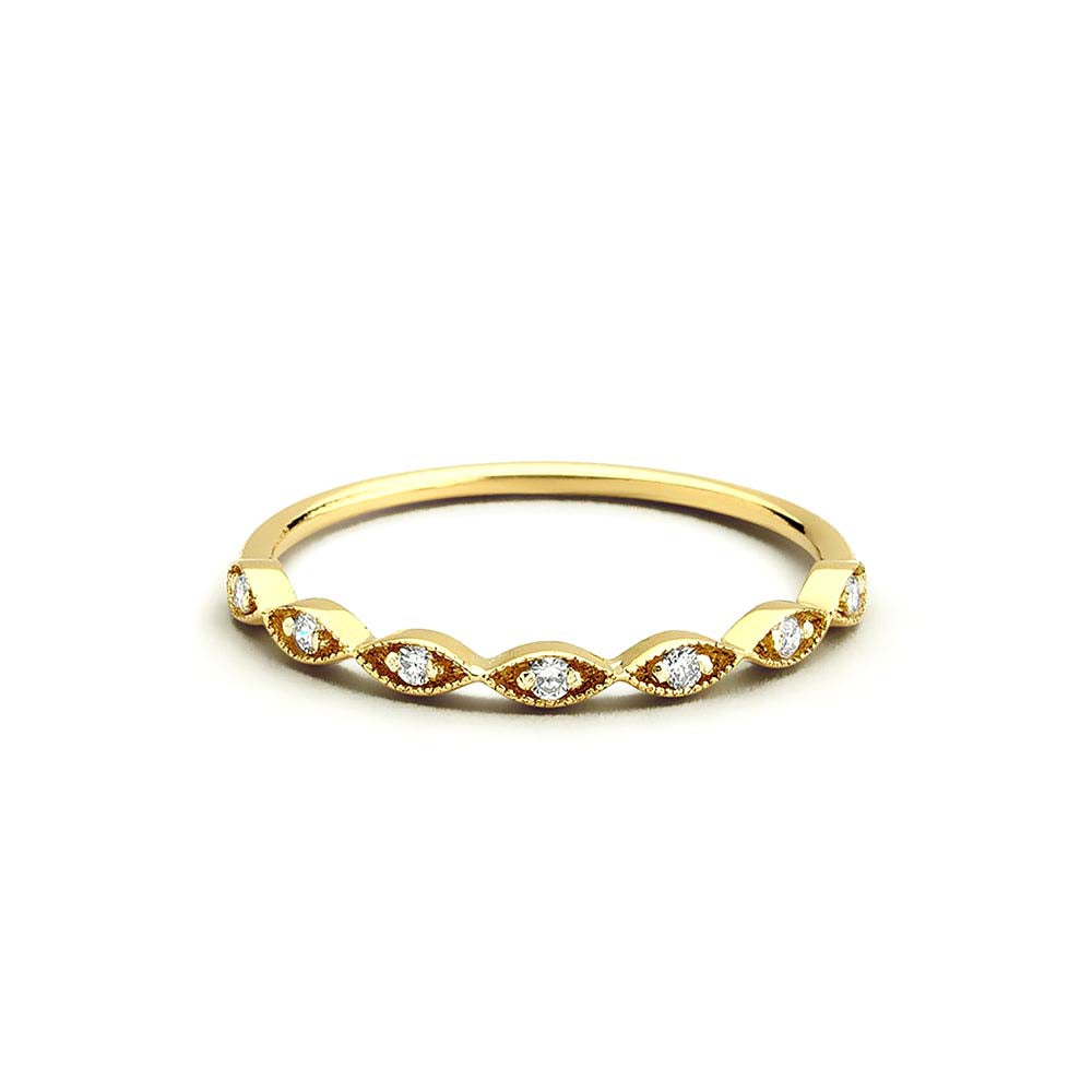 Petite Art Deco Wedding Band in 14K Gold — view 1